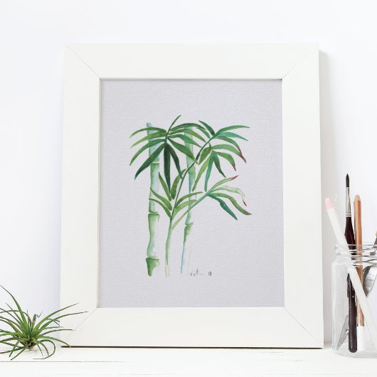 Botanical Bamboo Greenery Watercolor Poster