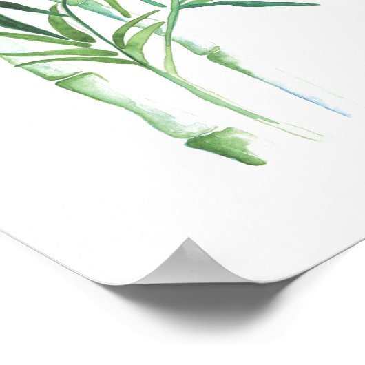 Botanical Bamboo Greenery Watercolor  Poster (Ecke)