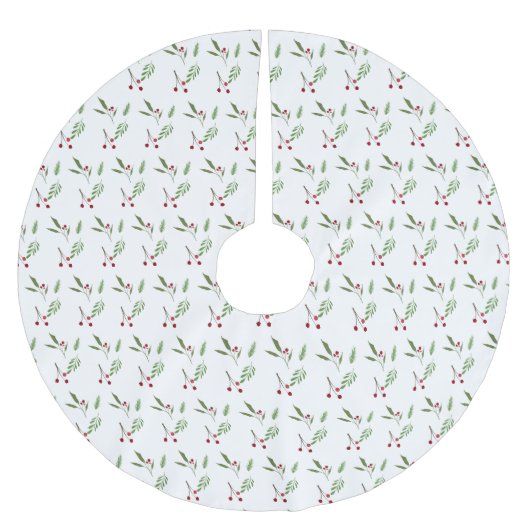 Botanical Berry Modern Holiday Christmas Greenery Polyester Weihnachtsbaumdecke (Vorderseite)