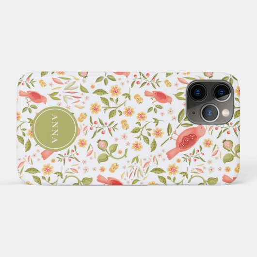 Botanical Birds Pattern – Elegant Nature Design Case-Mate iPhone Hülle (Rückseite (Horizontal))