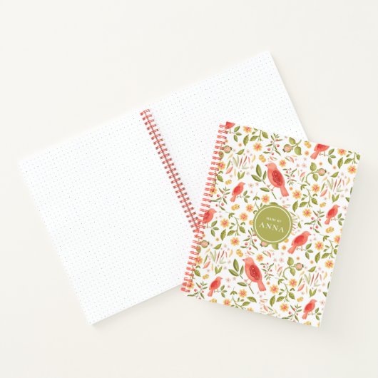 Botanical Birds Pattern – Nature Stationery Design Notizblock (Innenseite)