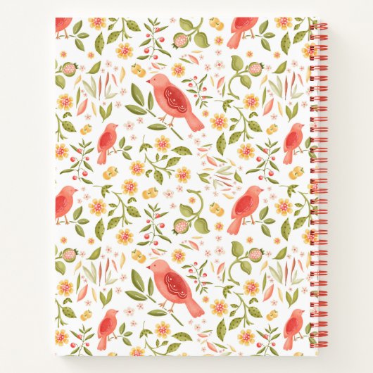 Botanical Birds Pattern – Nature Stationery Design Notizblock (Rückseite)