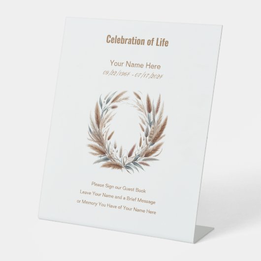 Botanical Bitte unterschreiben Sie dem Gästebuch-S Sockelschild (Vorderseite)