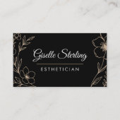 Botanical Black QR Code Esthetician Floral Visitenkarte (Vorderseite)