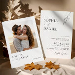 Botanical Bliss Modern Simplicity Wedding Einladung<br><div class="desc">This wedding invitation template reflects a pure and organic aesthetic,  perfect for couples celebrating their love amidst natural beauty. With space for your own special photo on the back,  this template allows you to showcase your unique love story.</div>