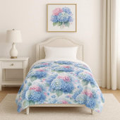 Botanical blue and pink Hydrangea Fleecedecke