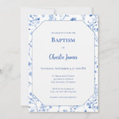 Botanical Blue Baptism Invitation (Vorderseite)