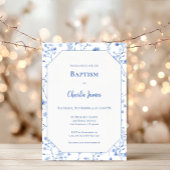 Botanical Blue Baptism Invitation