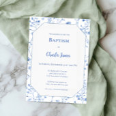Botanical Blue Baptism Invitation
