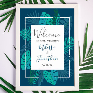 Botanical Blue Beach Palm Willkommen bei unserer H Poster