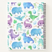 Botanical Blue Dino Dinosaur Individuelle Name Notizblock (Rückseite)