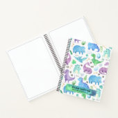 Botanical Blue Dino Dinosaur Individuelle Name Notizblock (Innenseite)