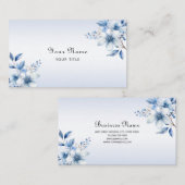 Botanical Blue Flowers Business Card Visitenkarte (Vorne/Hinten)