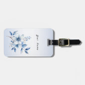 Botanical Blue Flowers Gepäckmarke Gepäckanhänger (Vorderseite horizontal)