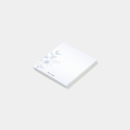 Botanical Blue Flowers Post it Notes Post-it Klebezettel (angewinkelt)