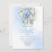 Botanical Blue Hydrangea Eucalyptus Shower Invitat Einladung (Vorderseite)
