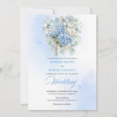 Botanical Blue Hydrangea Floral Wedding Invitation Einladung (Vorderseite)