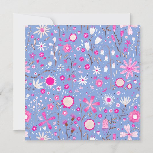 Botanical Blue Wildblume Floral Wedding Vielen Dan (Rückseite)