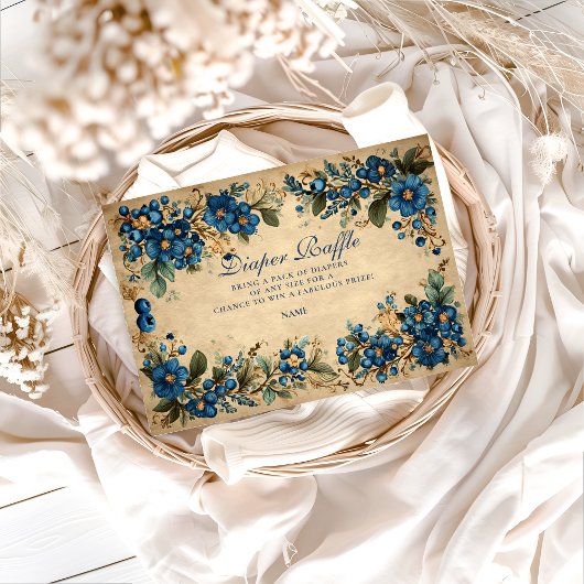 Botanical Blueberry Floral Diapper Raffle  Begleitkarte