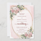 Botanical Blush Rose Gold Elegant Wedding Invites Einladung (Vorderseite)