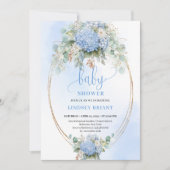 Botanical Boho Blue Hydrangea Baby Shower Invitati Einladung (Vorderseite)
