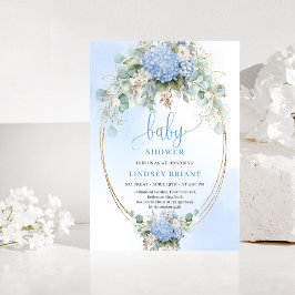 Botanical Boho Blue Hydrangea Baby Shower Invitati Einladung