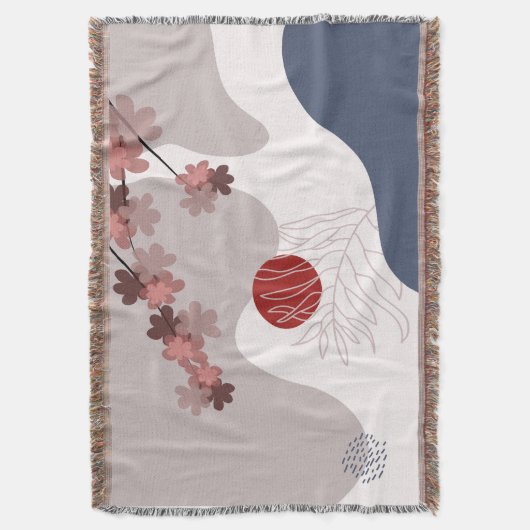 Botanical Boho Blue Magenta Decke (Vorderseite Vertikal)