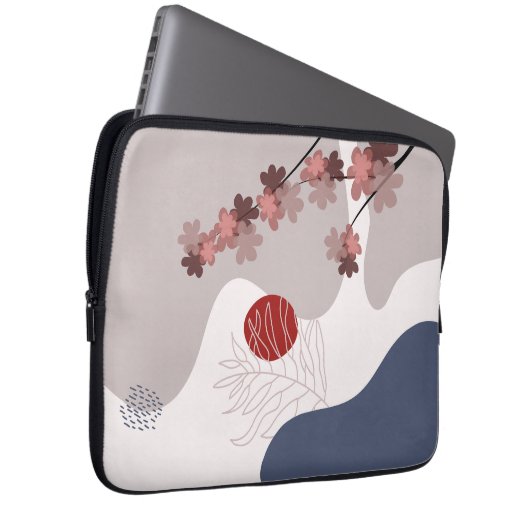 Botanical Boho Blue Magenta Laptopschutzhülle (Vorne Rechts)