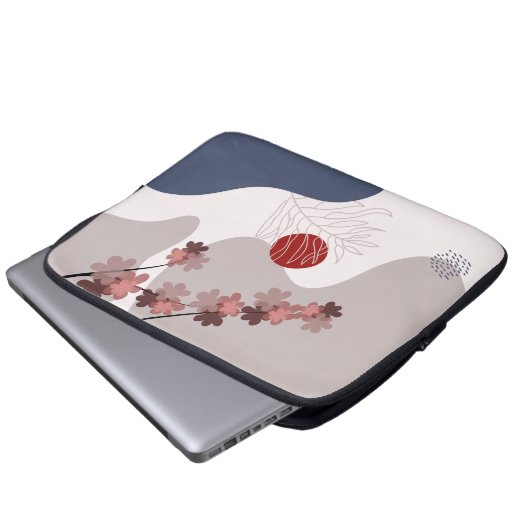 Botanical Boho Blue Magenta Laptopschutzhülle (Vorne Knopf)