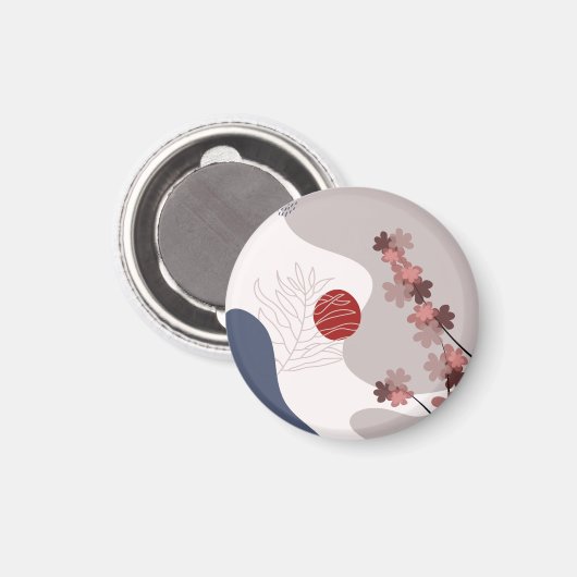 Botanical Boho Blue Magenta Magnet (Vorderseite/Rückseite)