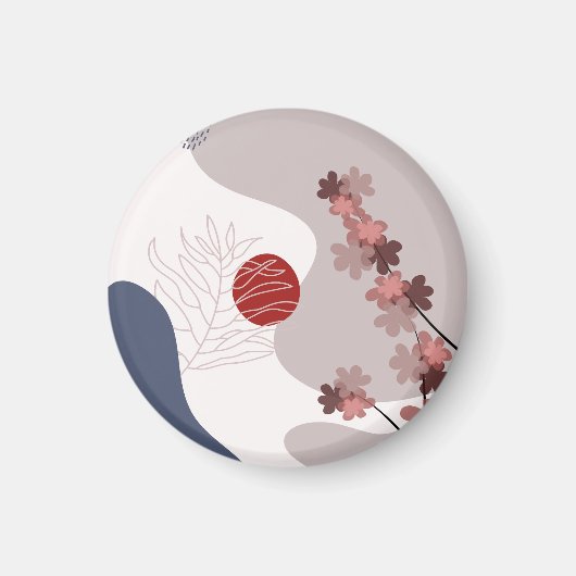 Botanical Boho Blue Magenta Magnet (Vorne)