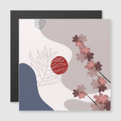 Botanical Boho Blue Magenta Magnetkarte (Vorne/Hinten)