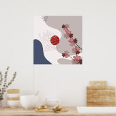 Botanical Boho Blue Magenta Poster (Küche)