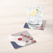 Botanical Boho Blue Magenta Rechteckiger Pappuntersetzer (Vor Ort)