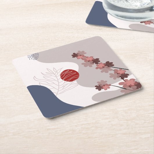 Botanical Boho Blue Magenta Rechteckiger Pappuntersetzer (angewinkelt)