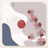 Botanical Boho Blue Magenta Rechteckiger Pappuntersetzer (Vorderseite)