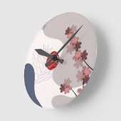 Botanical Boho Blue Magenta Runde Wanduhr (Winkel)