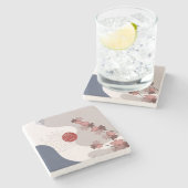 Botanical Boho Blue Magenta Steinuntersetzer (Seitenansicht)