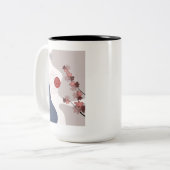 Botanical Boho Blue Magenta Zweifarbige Tasse (Vorderseite Links)