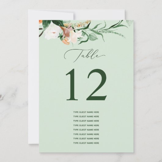 Botanical Boho Custom Guest Name Tischnummer (Rückseite)