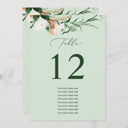 Botanical Boho Custom Guest Name Tischnummer (Vorne/Hinten)