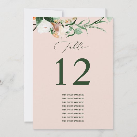 Botanical Boho Custom Guest Name Tischnummer (Vorderseite)