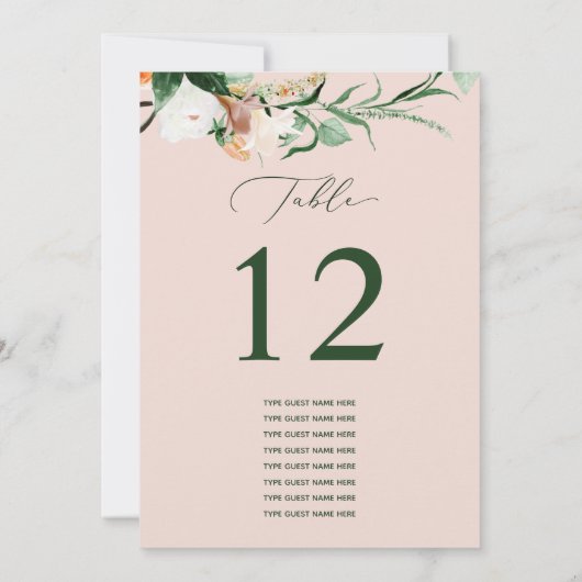 Botanical Boho Custom Guest Name Tischnummer (Rückseite)