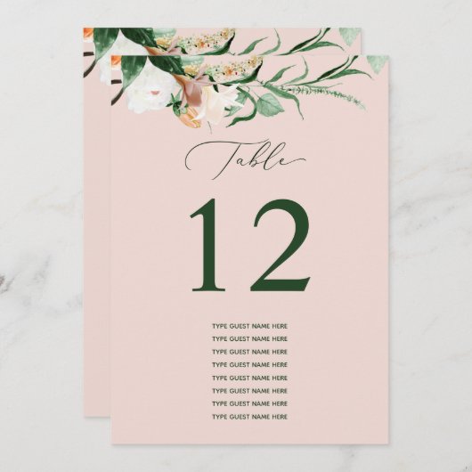 Botanical Boho Custom Guest Name Tischnummer (Vorne/Hinten)