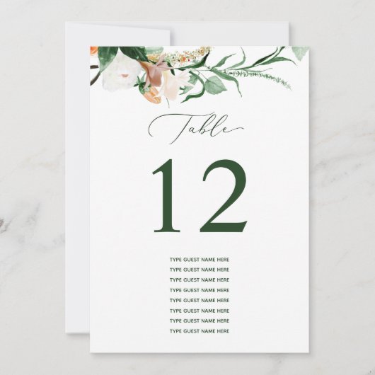 Botanical Boho Custom Guest Name Tischnummer (Vorderseite)
