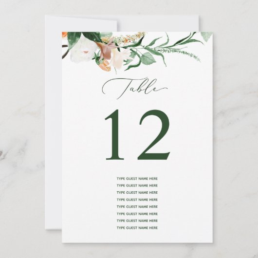 Botanical Boho Custom Guest Name Tischnummer (Rückseite)