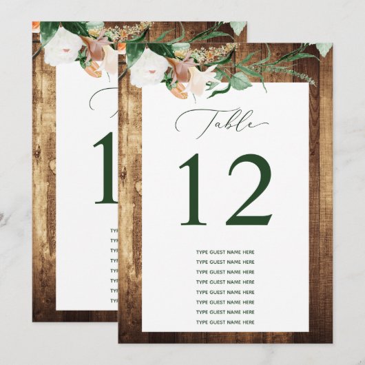 Botanical Boho Custom Guest Name Tischnummer (Vorne/Hinten)