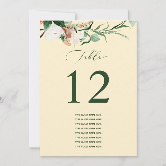 Botanical Boho Custom Guest Name Tischnummer (Vorderseite)
