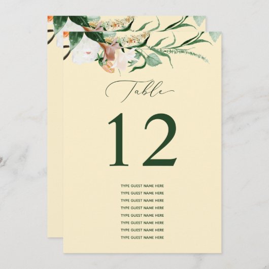 Botanical Boho Custom Guest Name Tischnummer (Vorne/Hinten)