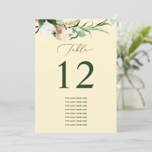 Botanical Boho Custom Guest Name Tischnummer